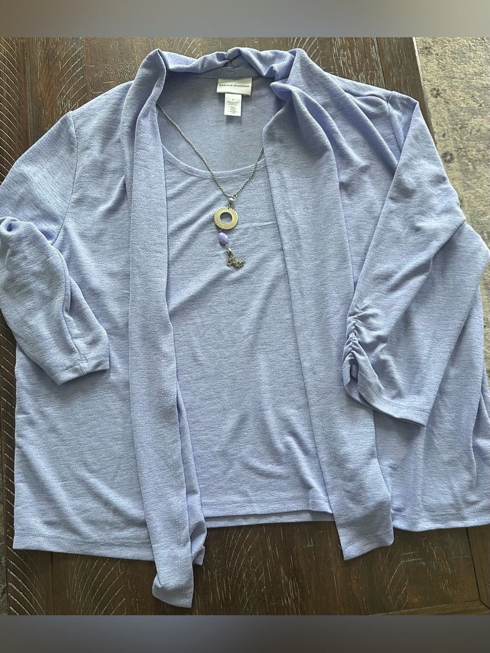 Alfred Dunner Violet 2-in-1 Faux Layered Twin Set with Removable Necklace -Sz XL